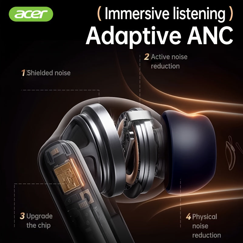 Auriculares Bluetooth | [Acer] Nuevo Modelo 2025 Regreso a Clases Auriculares Inalámbricos TWS Bajos Profundos Estéreo y Cancelación de Ruido