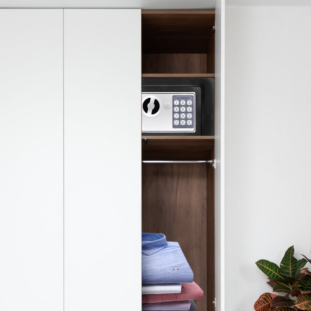 Caja Fuerte Digital Electrónica, Caja Fuerte de Pared, Caja de Dinero, Caja Fuerte Antirrobo con Llave, Caja Fuerte de Pared para Oficina, Hotel, Caja Fuerte Pequeña de Acero Premium para Hotel, Oficina, Negocios