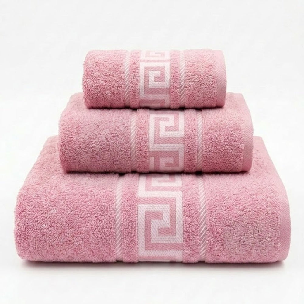 Juego de Toallas de Algodón 100% (3 Piezas) - Incluye Toalla de Tocador, Lavabo y Ducha | Tacto Suave, Ultra Absorbentes con Diseño Elegante de Lunares | Set Premium para Baño