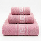 Juego de Toallas de Algodón 100% (3 Piezas) - Incluye Toalla de Tocador, Lavabo y Ducha | Tacto Suave, Ultra Absorbentes con Diseño Elegante de Lunares | Set Premium para Baño