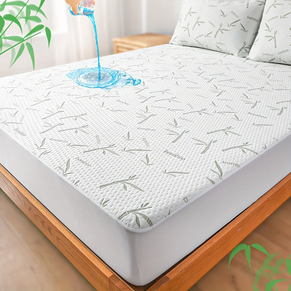 1 protector de colchón de aire 3D de bambú ultrasuave e impermeable - Sábana ajustable transpirable y refrescante, cubierta de colchón adecuada para colchones de hasta 30 cm, perfecta para dormitorios, habitaciones de invitados, residencias y apartamentos