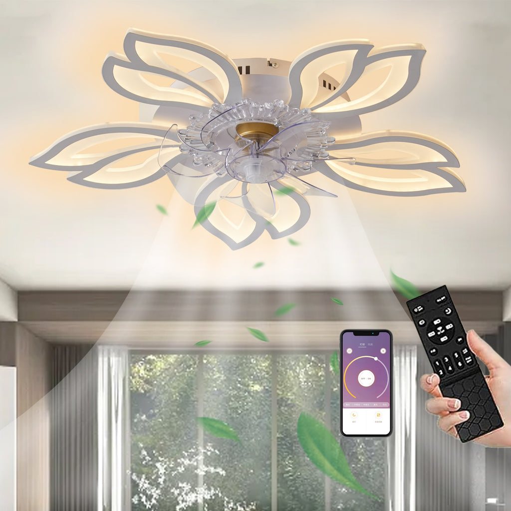 Ventilador de techo con luz y aplicación para dormitorio salón y cocina | 69 cm y control remoto