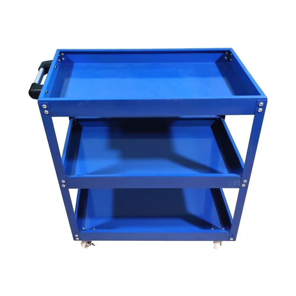 Almacenamiento de herramientas, carrito de garaje resistente, taller, estante de ruedas de 3 niveles, azul, estantes utilitarios