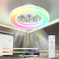Ventilador de techo con luz de 41.5 cm, ventiladores de techo silenciosos de 25 W, regulable 3000K-6500K-RGB, 6 velocidades de viento con control remoto, temporizador, memoria de luz, ventilador reversible