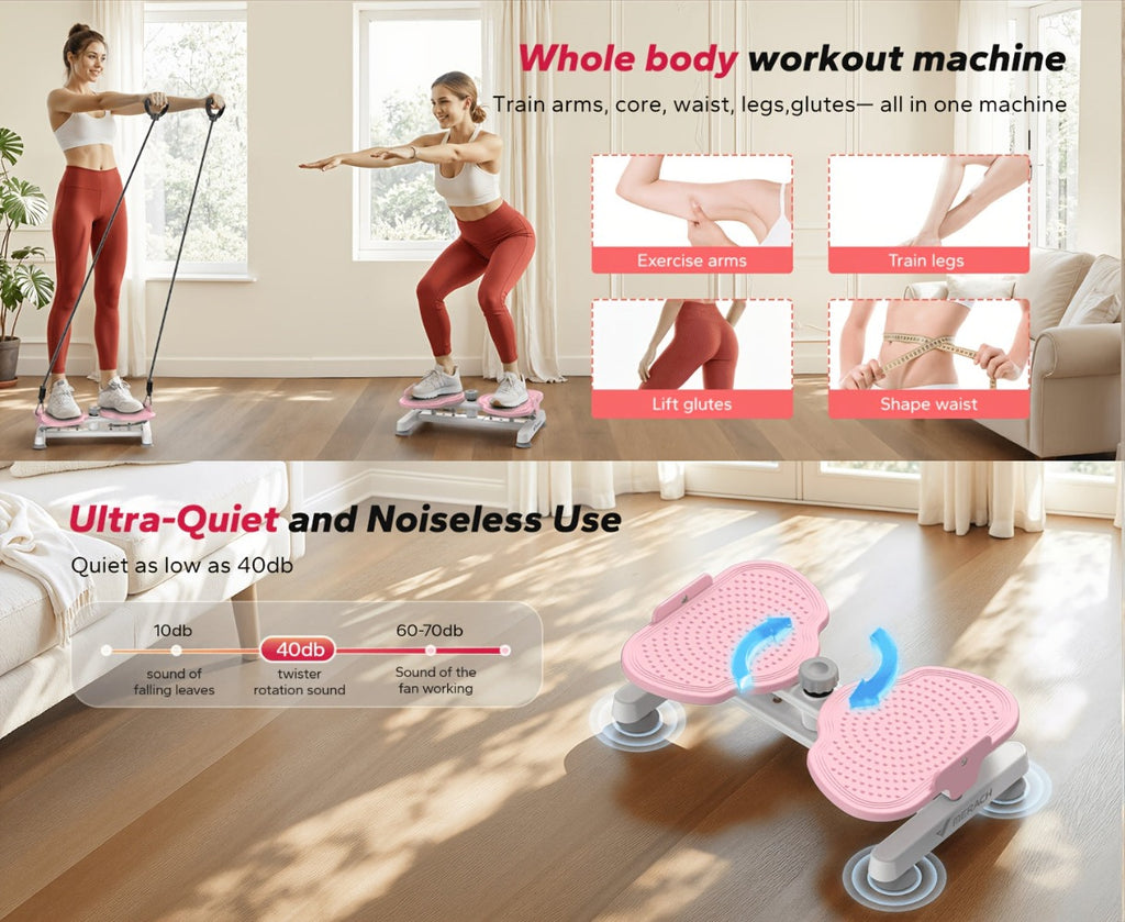 MERACH Rodillo de Cintura, Máquina Abdominal con Capacidad de Peso de 136.08 KG, Entrenamiento Abdominal para Cintura Delgada y Músculos del Core, Equipo de Fitness Silencioso para el Hogar para Hombres y Mujeres