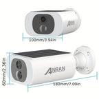 Cámara de Seguridad Solar ANRAN 2K, Ideal para Protección de Jardín, WiFi y Sin Cables para Exteriores, Alimentada por Batería, IP65, Visión Nocturna a Color, Detección de Movimiento PIR, Audio Bidireccional para Comunicación Inmediata
