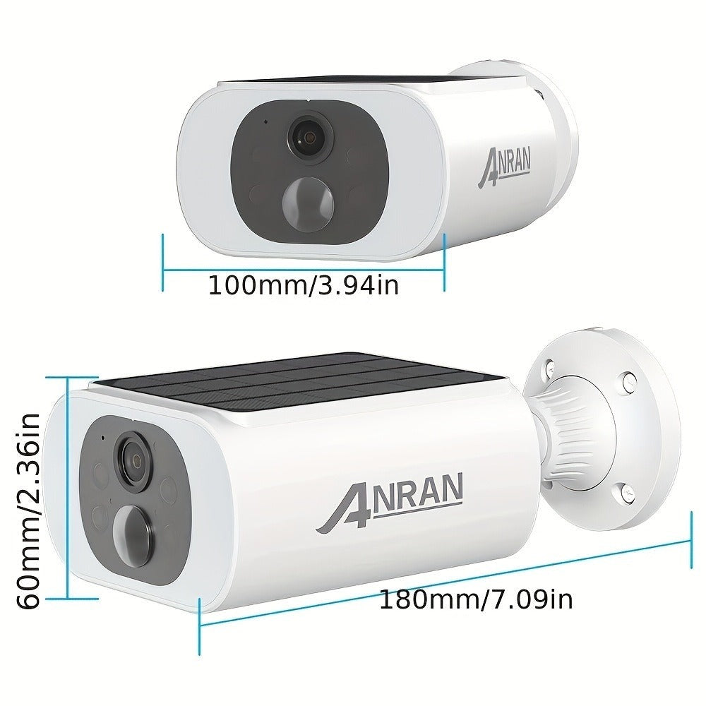 Cámara de Seguridad Solar ANRAN 2K, Ideal para Protección de Jardín, WiFi y Sin Cables para Exteriores, Alimentada por Batería, IP65, Visión Nocturna a Color, Detección de Movimiento PIR, Audio Bidireccional para Comunicación Inmediata