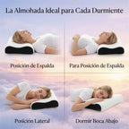 Almohada Cervical, 2 en 1 Almohada Ergonómico Espuma de Memoria Almohada para Soporte de Cabeza/Cuello/Hombro, Relajación y Alivio del Estrés, 60x40x12/14cm