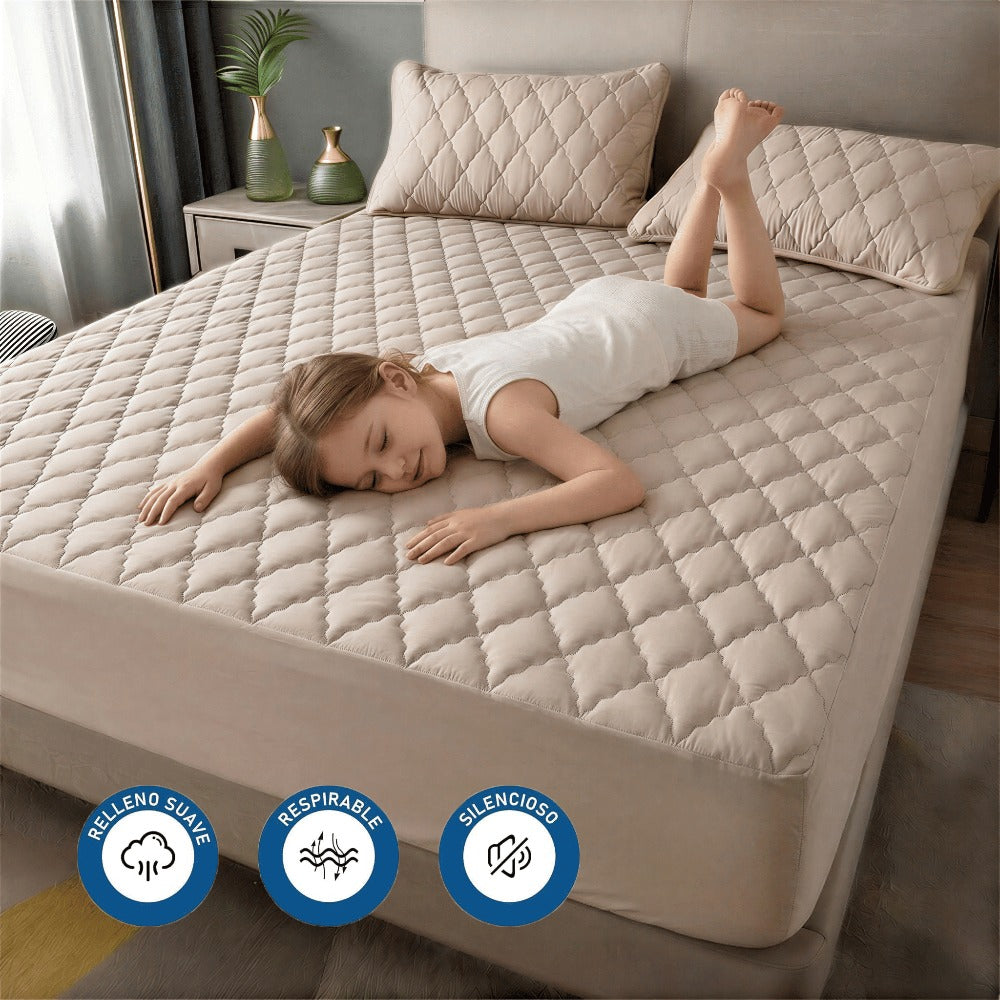 1 pc Protector de colchón acolchado, Súper Suave y Cómoda, Funda de colchón Elástico en Todo Contorno, Lavable a Máquina, Cubre de Colchón Ideal para Dormitorios, Habitaciones de Invitados, Residencias y Hoteles