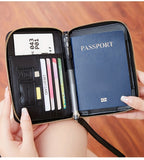 Portapassaporte RFID con cremallera y correa de muñeca, bolsa de almacenamiento multifuncional portátil para viajes, pasaporte y documentos, tarjetero