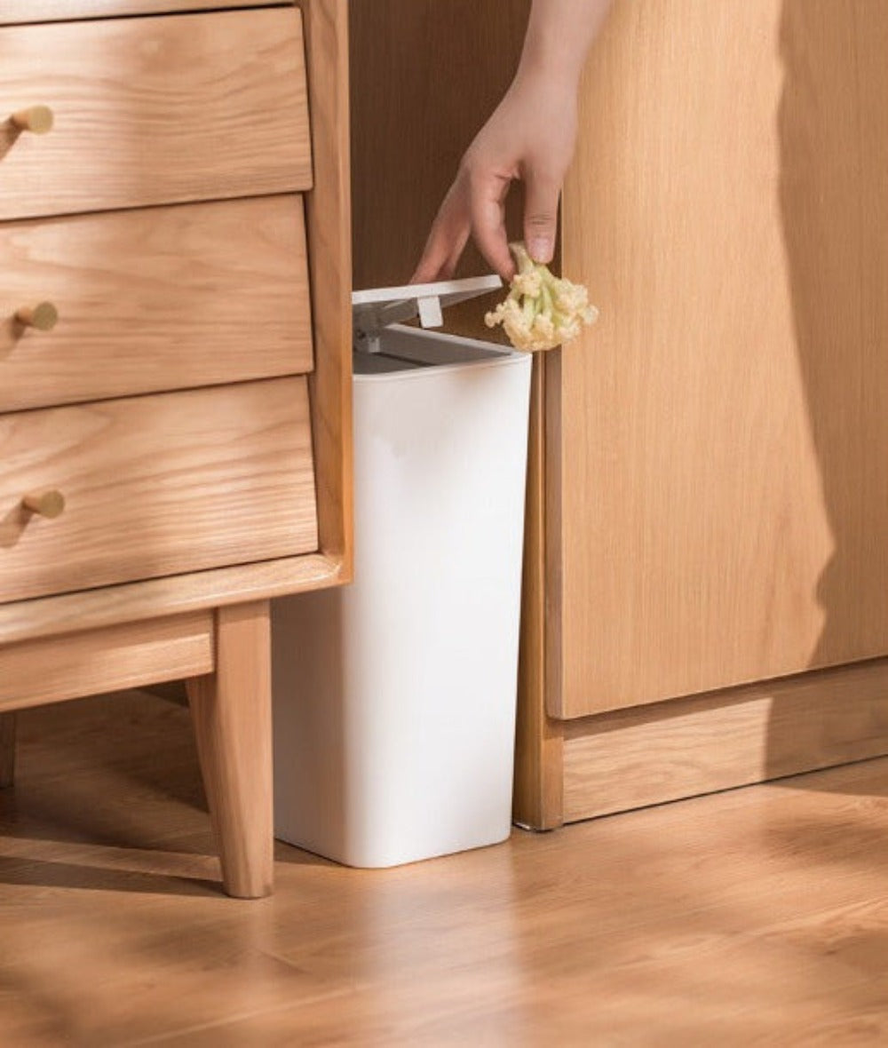 Bote de basura para baño con tapa, 10L / 15L de Capacidad - pequeño cubo de basura con tapa desplegable, Cubo Basura para Oficina, Habitacion, Cocina - Negro/Blanco/Gris