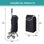 Carrito Compra Plegable de Aluminio, Carro de la compra plegable, tela Oxford bolsa,bolsa de la compra extraíble con ruedas,Carro de la Compra 6 Ruedas con Bolsa Oxford Desmontable, 95x41x28 cm, 34.6L.