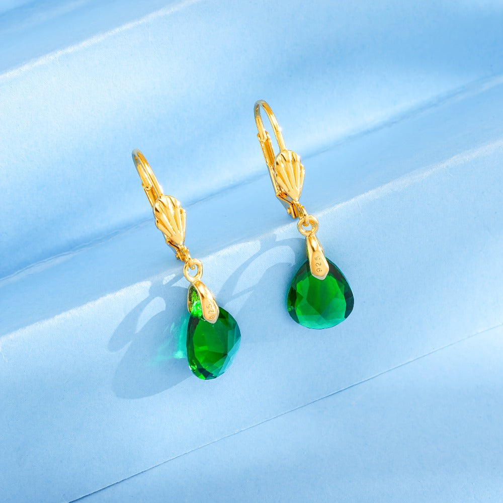 Arete de Cristal Sintético Verde Elegante en Plata 925 para Mujeres, Regalo Perfecto para San Valentín, Navidad y Uso Diario, Incluye Caja de Regalo Hermosa