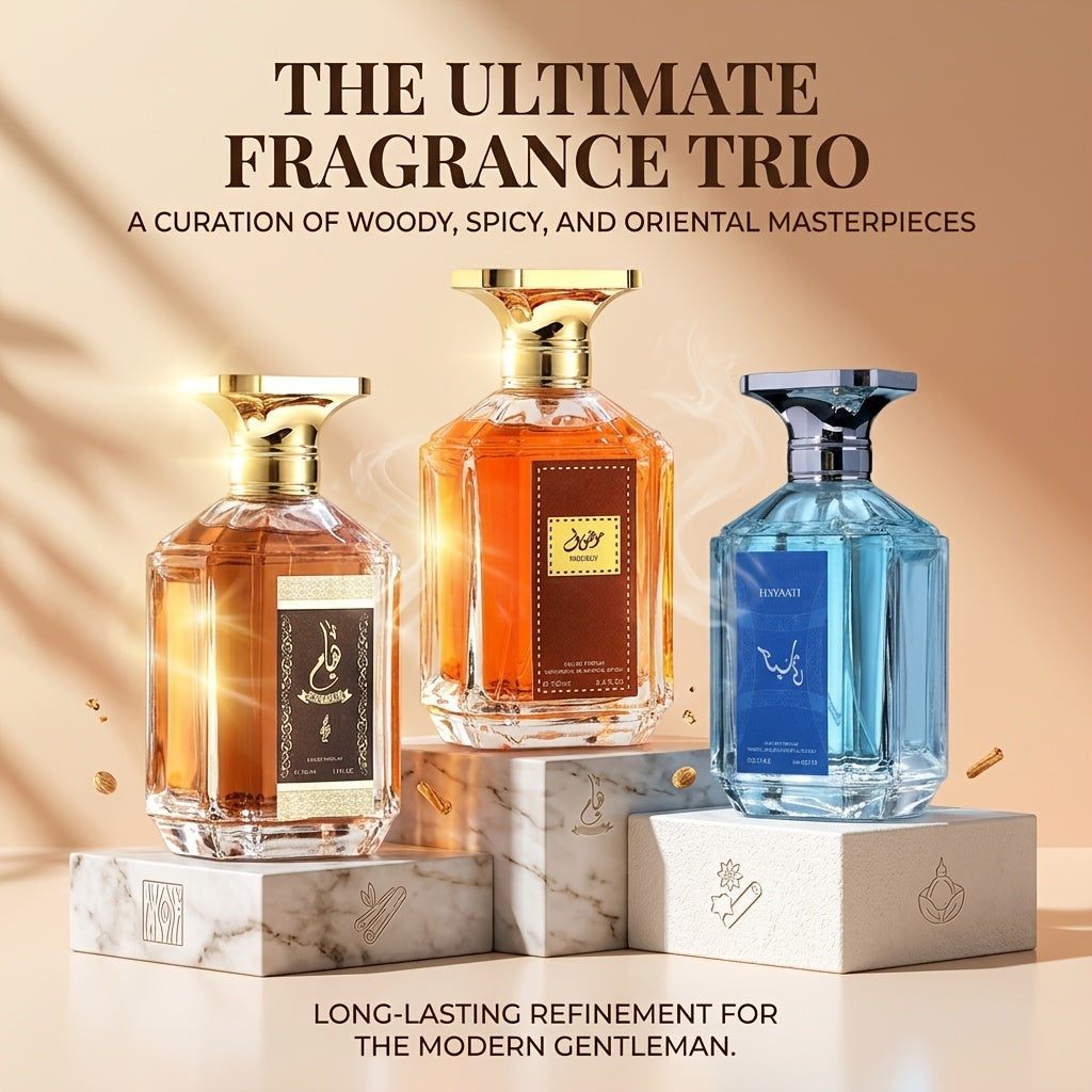 [Set de Perfumes para Hombre] Set de Tres Botellas, Amaderado, Oriental Picante, Aromático Picante. Fragancia Rica y Fresca, Sabor Duradero, Que Destaca Tu Encanto Masculino. Es una Excelente Opción para la Vida Diaria, Citas y Regalos de Festival