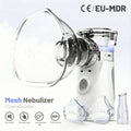 Nebulizador de malla portátil para uso doméstico, nebulizador de mano ultrasilencioso, dispositivo de terapia de aerosol de niebla fina, doble fuente de alimentación (batería y USB, baterías no incluidas), vaso para medicamentos de 8 cc, 2 mascarillas (gr