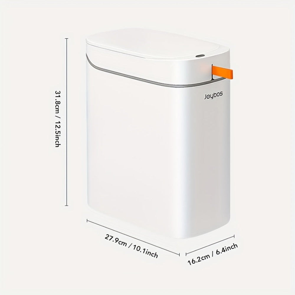 Cubo de basura de 14 litros/13.25 L con sensor sin contacto y tapa - Papelera de residuos activada por movimiento sin manos, funcionamiento higiénico adecuado para baño, dormitorio, oficina, hogar, cubo de plástico rectangular compacto para espacios peque