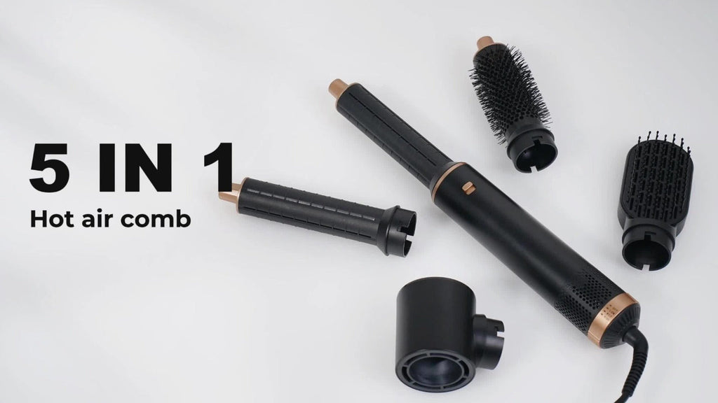 Kit de secador de pelo UKLISS 5 en 1, 1000W, con difusor, rizador automático, alisado y peinado, secador de pelo para baño, cepillo térmico de aire desmontable, rizador de aire, envolvente para rizar, herramienta de alisado de cabello, regalo de San Valen