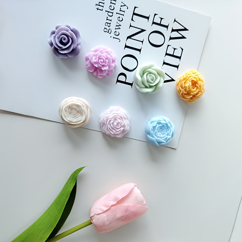 4 Piezas de Moldes de Silicona, Moldes 3D de Flores y Suculentas, Moldes para Velas DIY, Moldes en Forma de Flor de Cactus para Jabón Aromático, Cera y Resina