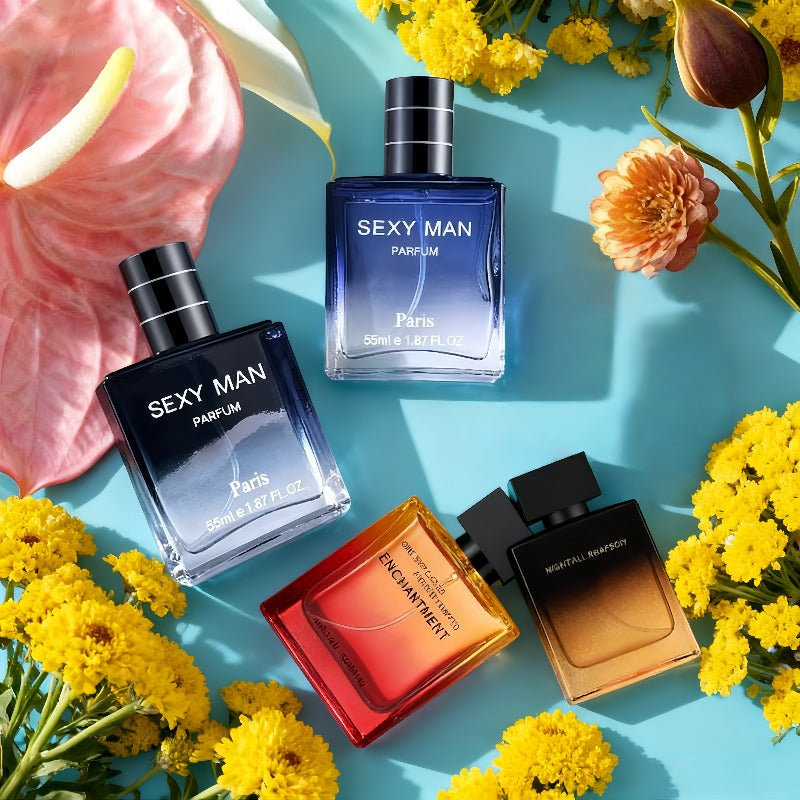 Fragancia para hombre - Perfume unisex 55ml*2 + 55ml*2, 4 botellas de perfume con notas de base cálidas ambaradas moscadas y amaderadas, aroma de larga duración, diseño de perfume de lujo, regalo de Navidad, Día de San Valentín, Año Nuevo, cumpleaños.