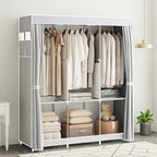 Armario Grande de Lona con Colgadores, Ideal para Almacenamiento en Dormitorio y Sala (, Gris, Marrón), Armarios Portátiles