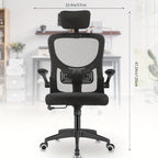 Silla ergonómica de escritorio para computadora, silla de oficina en casa de respaldo alto con reposabrazos abatibles y soporte lumbar para estudio en casa o trabajo de gerente, y blanco