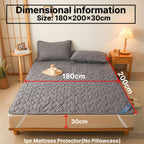 1 Protector de colchón acolchado impermeable, funda de colchón transpirable con correas elásticas para cubre cama (sin funda de almohada), topper de colchón antideslizante para todas las estaciones