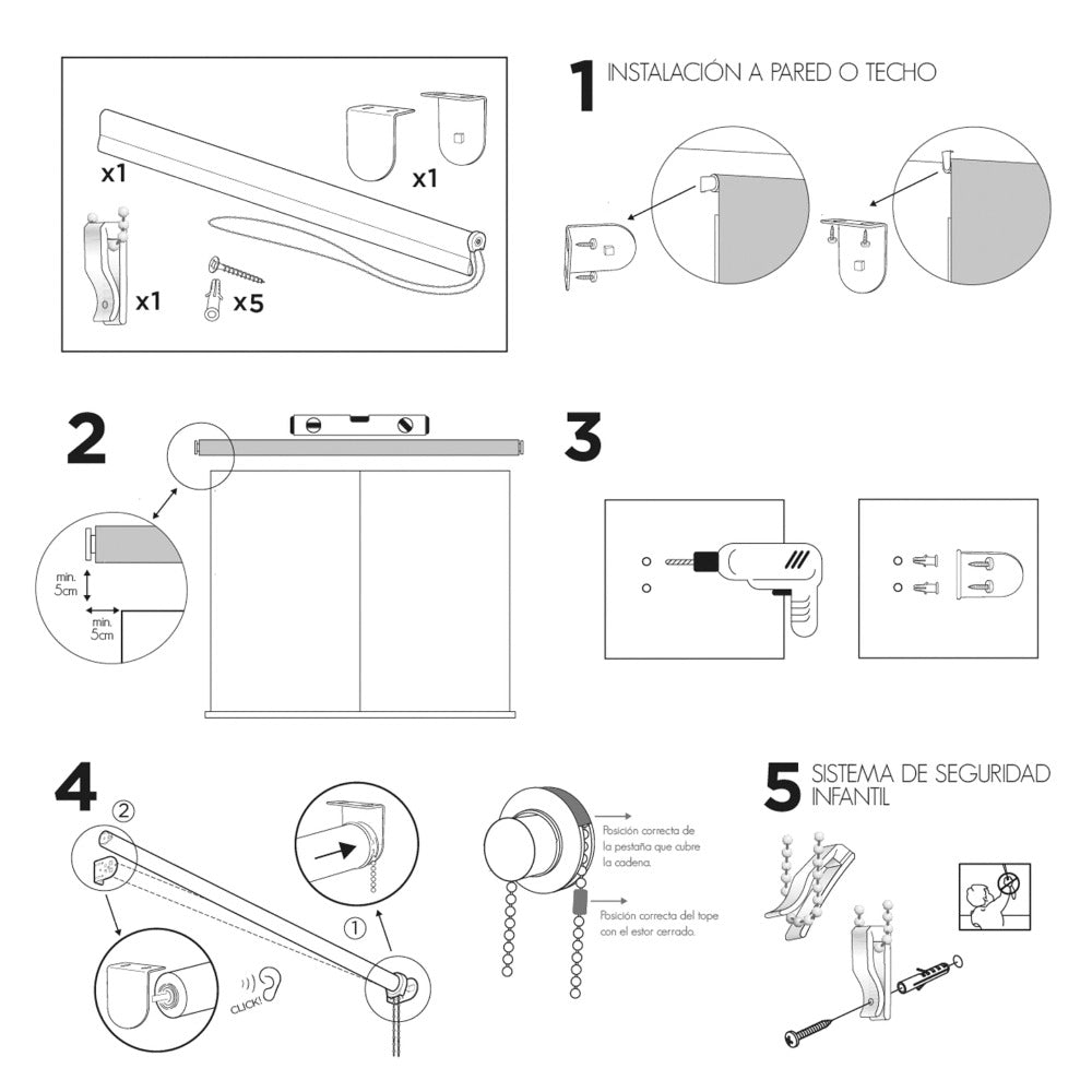 Estor Enrollable Translcido Economico Liso100 Poliester Facil de Instalar 60/80/100/120/150cm Estores para Ventanas y Puertas
