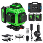 1 Juego de Nivel Láser, 16 Líneas Cruzadas Verdes, Láser 4D, con Batería Recargable, Nivel de Alta Precisión con Función de Nivelación Automática, Perfecto para Construcción y Decoración del Hogar