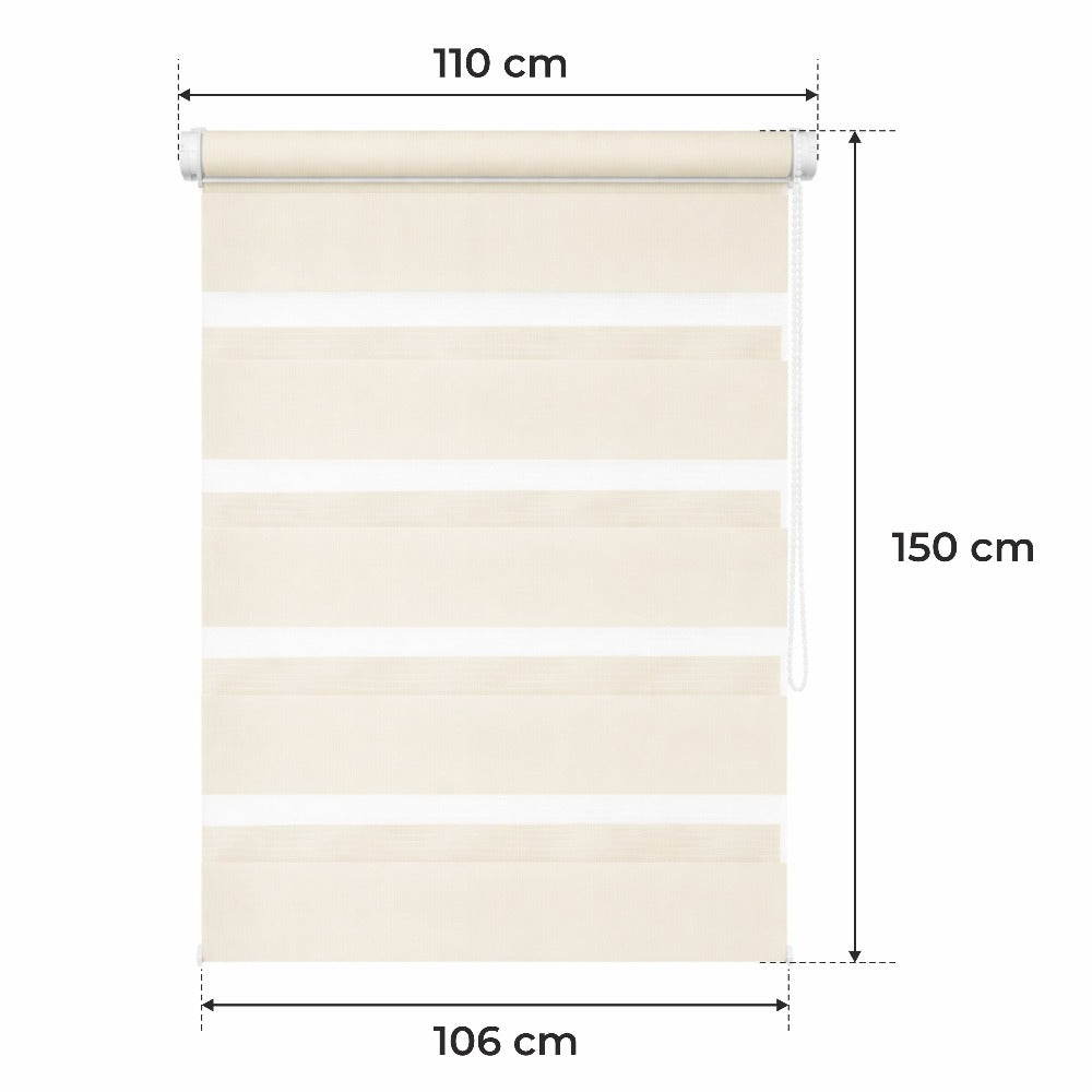 Cortina Opaca Día y Noche - BEIGE - 32 Tamaños - BOJANEK DÍA & NOCHE - No Invade la Ventana, Instalación Sin Taladrar, Regulación por Cadena, Soportes Ajustables para Diferentes Grosores de Ventana, Diseño Moderno, Protección Contra la Luz y la Privacidad