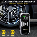 Arranque de coche con compresor de aire e inflador de neumáticos inalámbrico, arrancador de batería de 12000A con banco de energía y linternas LED, caja de arranque automático de 12V para todos los vehículos de gasolina o diésel de 10.0L con estuche de tr
