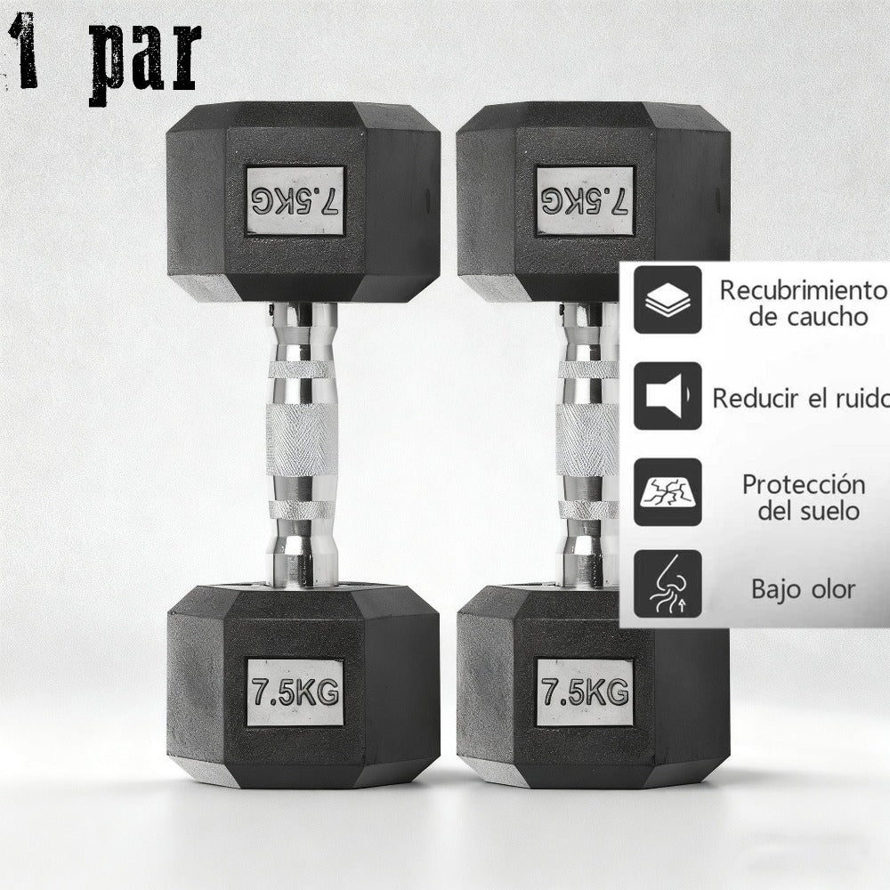 Mancuernas de hierro macizo, juego de mancuernas hexagonales de hierro fundido, con pesos de 2,5 kg, 5 kg, 7,5 kg, 10 kg, 12,5 kg, 15 kg, 20 kg y 25 kg, adecuados para entrenamientos en casa y en el gimnasio, ideales para el entrenamiento de brazos, yoga