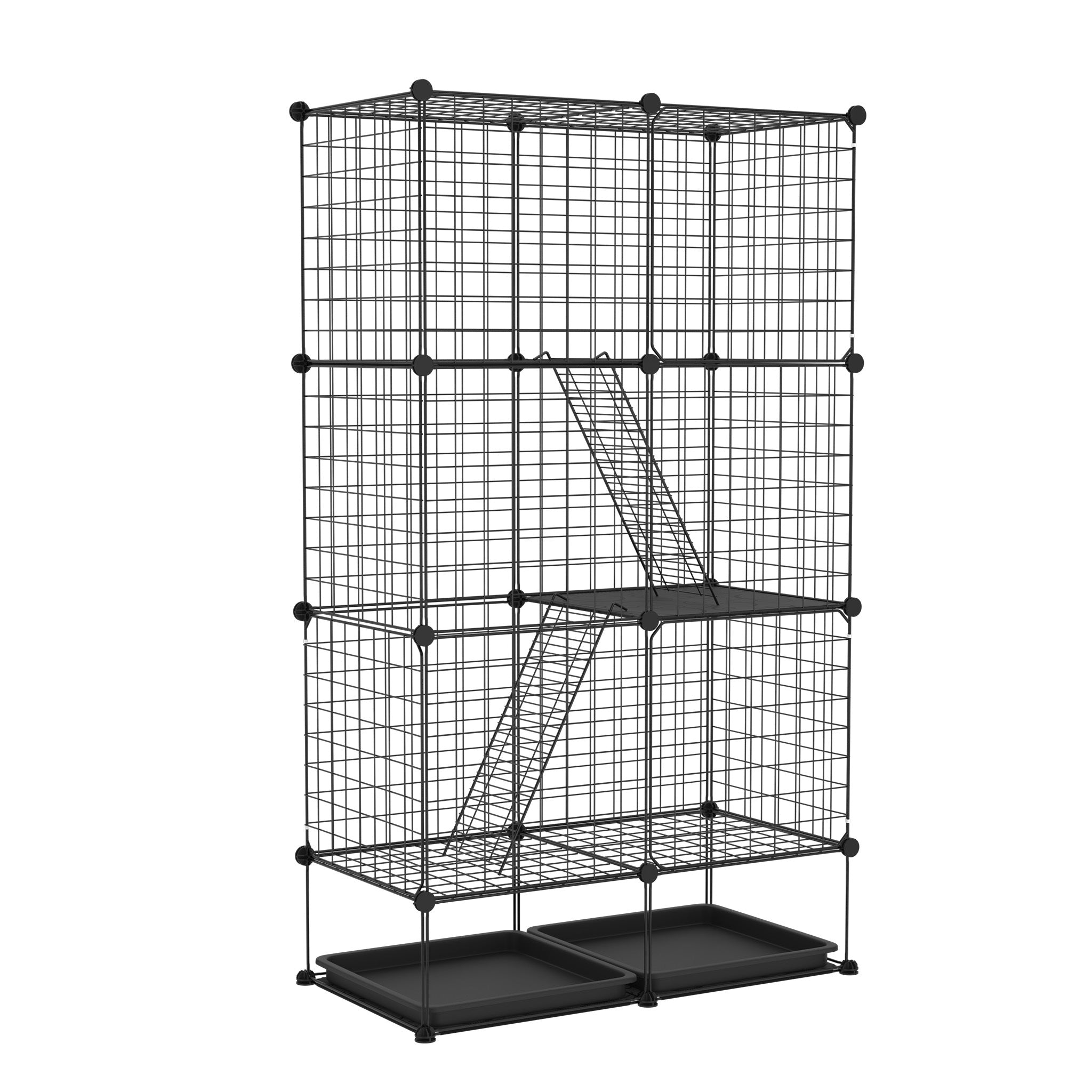 Recinto para mascotas | Corral para Gatos al Aire Libre de Bricolaje con Escalera de Alambre Metálico Denso para 1-2 Animales Pequeños