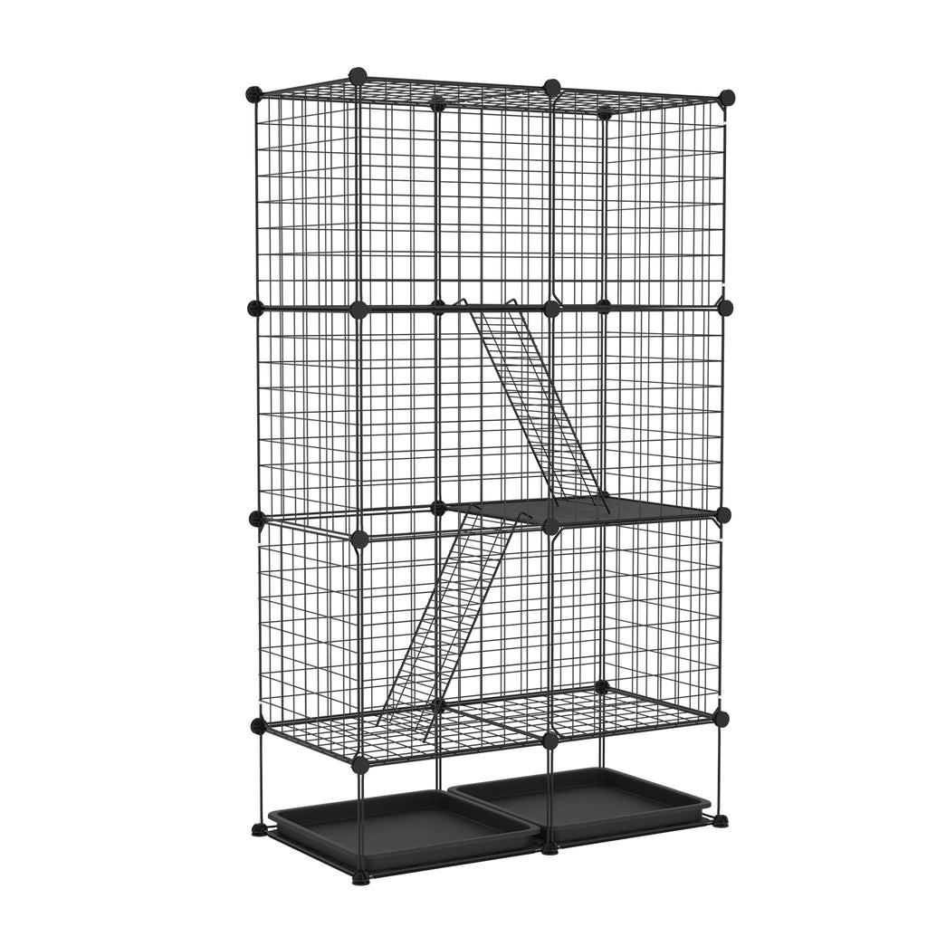Recinto para mascotas | Corral para Gatos al Aire Libre de Bricolaje con Escalera de Alambre Metálico Denso para 1-2 Animales Pequeños