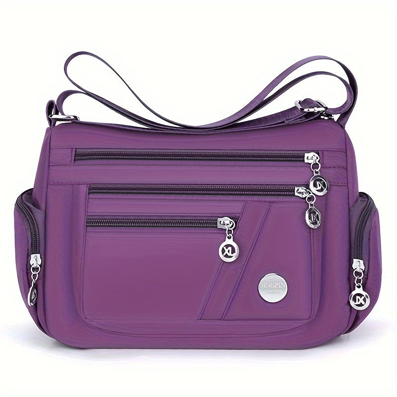 Lingzhikang Bolso Bandolera Unisex Casual - un Bolso de Hombro Espacioso con Múltiples Bolsillos y Correas Ajustables, Hecho de Forro Ligero y Duradero. La Versión Negra Presenta Detalles de Borlas