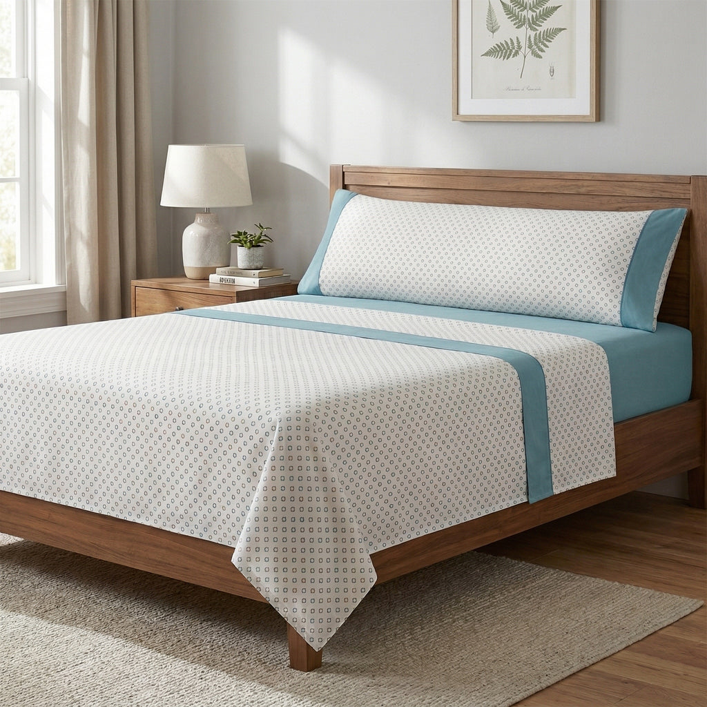 Juego de cama de 3/4 piezas apto para todas las estaciones, que incluye una sábana, una sábana ajustable y fundas de almohada. Medidas: 90 cm, 105 cm, 135 cm, 150 cm y 180 cm