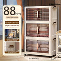 88Cm Arcenes de Almacenamiento Plegables Extra Grandes de 1/3/4/5 Niveles con Tapas, Contenedores de Plástico Apilables con Ruedas, Organizador Plegable para Armario, Dormitorio, Oficina, Cocina y Más - Casilleros de Almacenamiento Plegables y Decoración
