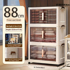88Cm Arcenes de Almacenamiento Plegables Extra Grandes de 1/3/4/5 Niveles con Tapas, Contenedores de Plástico Apilables con Ruedas, Organizador Plegable para Armario, Dormitorio, Oficina, Cocina y Más - Casilleros de Almacenamiento Plegables y Decoración