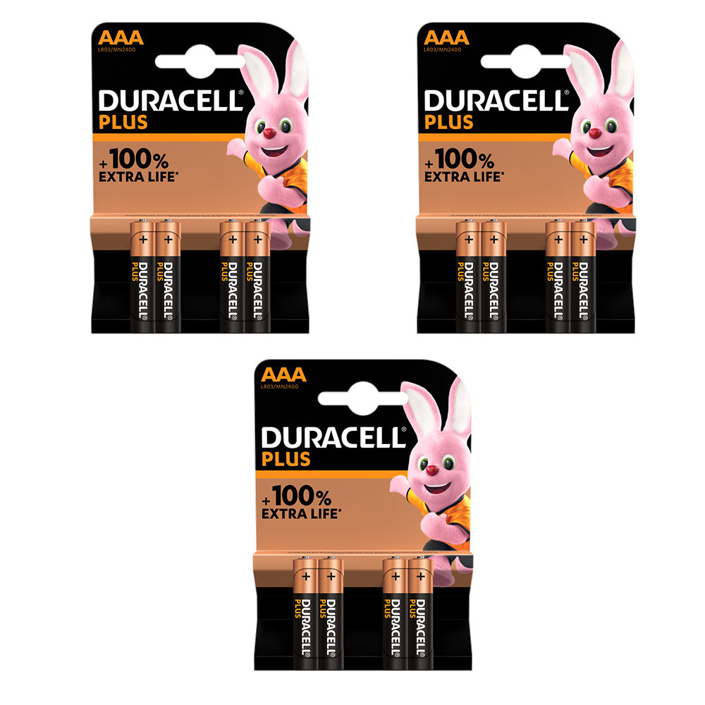 Paquete de 12 pilas AAA alcalinas Duracell Plus Mini Stilo de larga duración