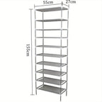 Estante para Zapatos de 10 Niveles, Organizador Robusto y Ahorrador de Espacio, Soporte para 20 Pares de Zapatos, Cubierta para Sala o Pasillo
