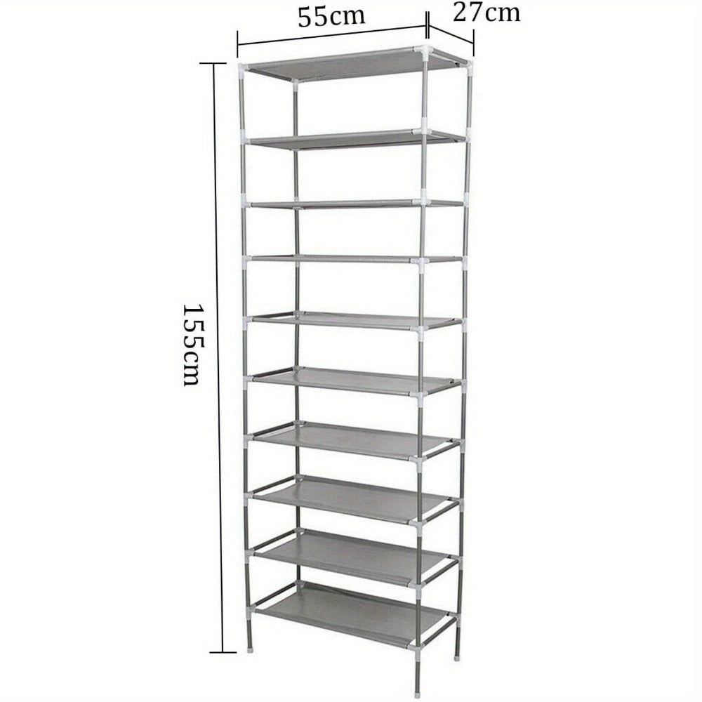 Estante para Zapatos de 10 Niveles, Organizador Robusto y Ahorrador de Espacio, Soporte para 20 Pares de Zapatos, Cubierta para Sala o Pasillo