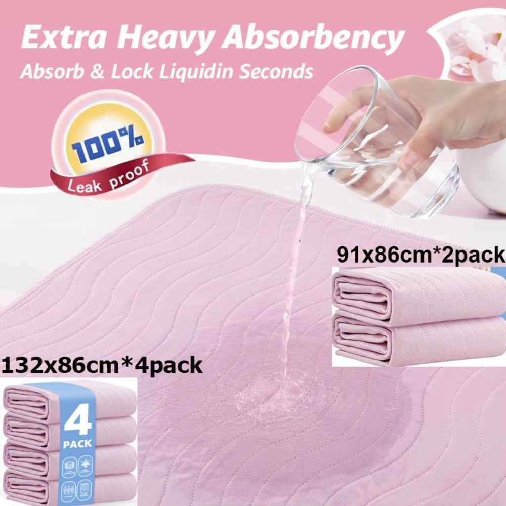 Paquete de 4 (132X86Cm)/Paquete de 2 (91X86Cm)/Paquete de 1 (91X86Cm) Protectores Extra Absorbentes Lavables, Protectores de Secado Rápido para Cama, Protectores Reutilizables Lavables para Perros, Pañales