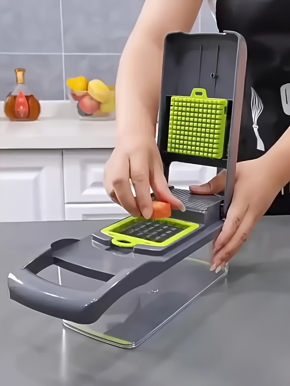 1 Juego de Picadora Manual de Verduras 16 en 1, con 8 Cuchillas, Recipiente, Pelador y Filtro, Fácil para Preparar Comidas, Cortador Profesional de Cebolla, Zanahoria y Ajo, Utensilios de Cocina