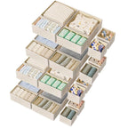 Paquete de 18/24 Organizadores Plegables para Cajones con Tela Profunda y Cierre en Zip - Beige, Contenedores Multicompartimento Resistentes Para Ropa, Calcetines, Pañales, Toallas, Sostenes & Ordenación del Vestidor o Guardería - Cubículos Ahorradores de