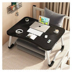 Mesa plegable multifunción para cama y sofá con portavasos, 60×40×28 cm, mesa auxiliar con atril para leer en la cama, bandeja multifunción para ordenador, libros, trabajo y estudio en casa (con cajón / sin cajón)