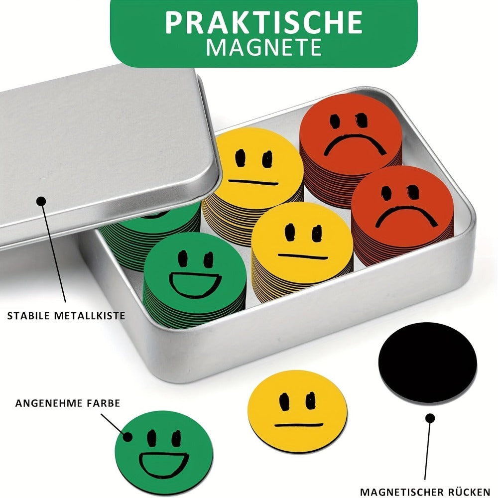 Paquete de 90 imanes de caras sonrientes de colores con un diámetro de 30 mm cada uno, con adhesivo fuerte para superficies planas. Ideal para refrigeradores, accesorios para profesores y tableros de recompensas con imanes de caras sonrientes, disponible