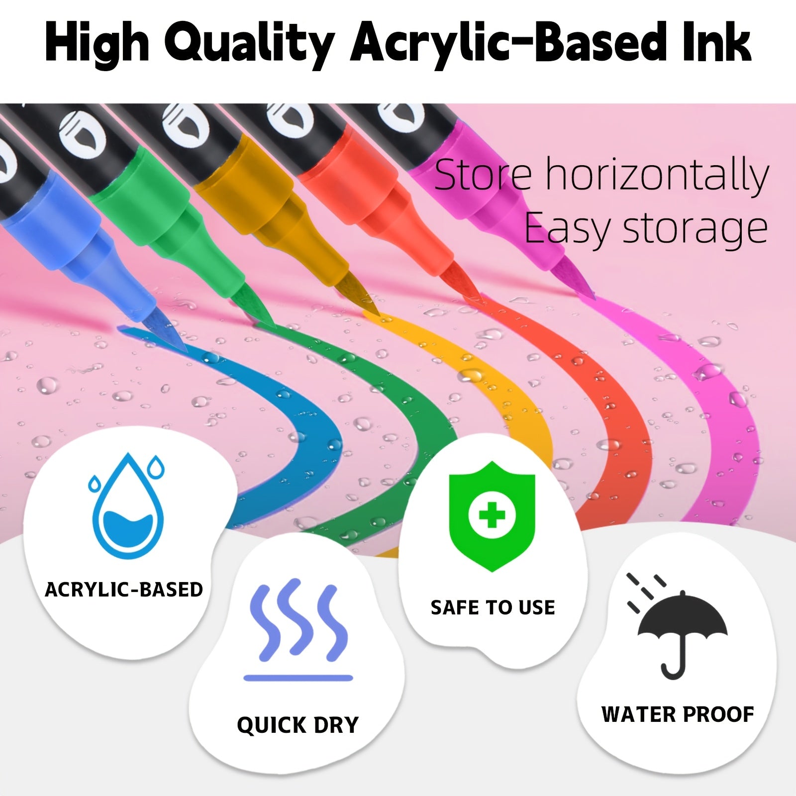 Paquete de 12 rotuladores de pintura acrílica de 24 colores/paquete de 24 de 48 colores/paquete de 36 de 72 colores, punta de pincel de doble cabeza, bolígrafo de pintura acrílica de dos colores, apto para adultos, piedra, madera, roca, lienzo, plástico,