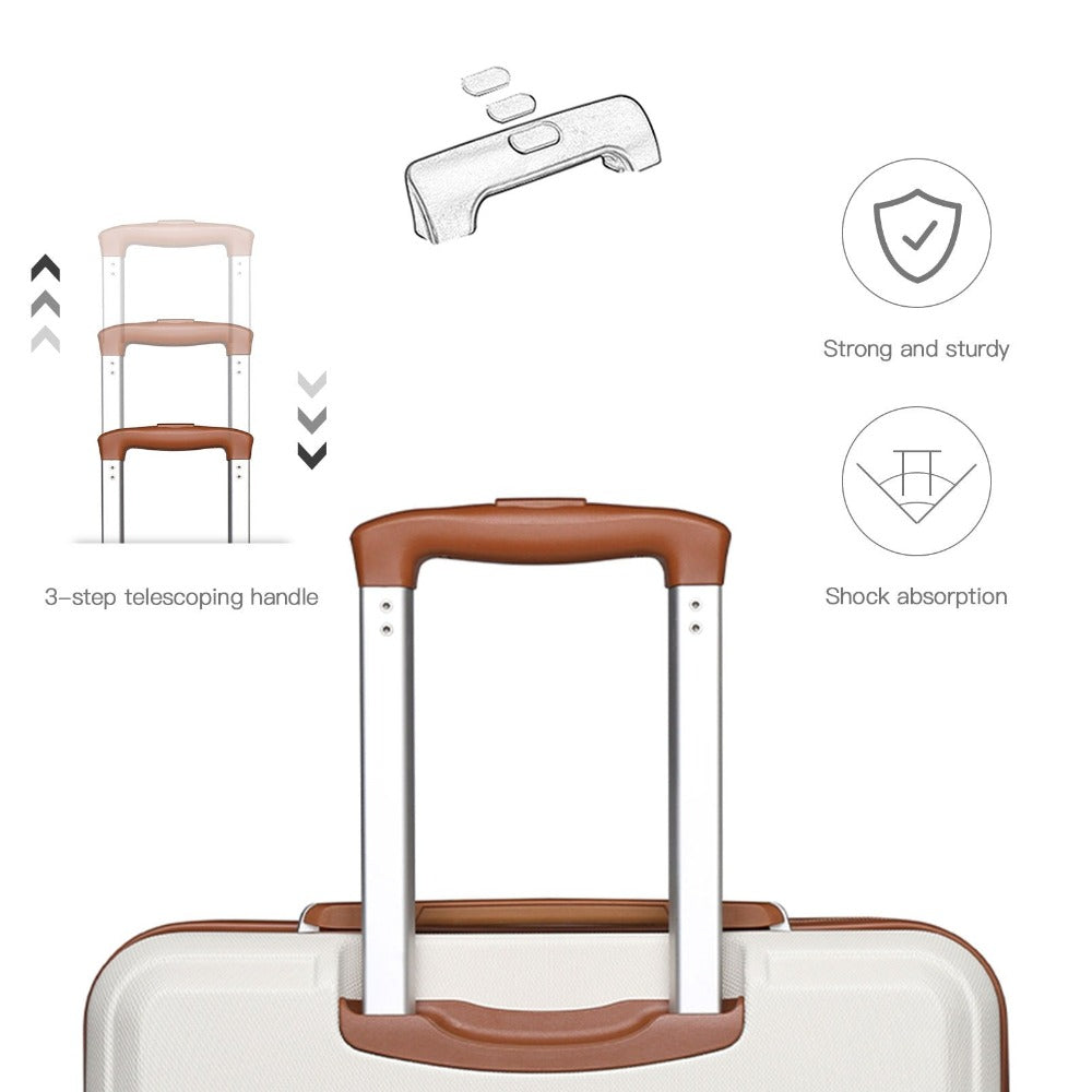 Juego de maletas de 2/4 piezas color blanco crema, carcasa rígida de ABS con trolley, candado TSA, 4 ruedas giratorias, maleta de viaje