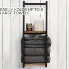 Estante de baño que ahorra espacio - Combo multifuncional de acero/madera, toallero de pared con soporte para artículos esenciales | Almacenamiento compacto para baños pequeños, apartamentos, residencias estudiantiles, toalleros