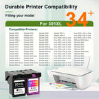 301XL Cartucho de tinta de repuesto negro y color para HP 301XL Compatible con HP DeskJet 1000 1050 1055 1056 1510 1513 1517 2000 2050 2510 2540 OfficeJet 2620 2622 Envy 4500 4502 5530 5532 Impresora, Multipack