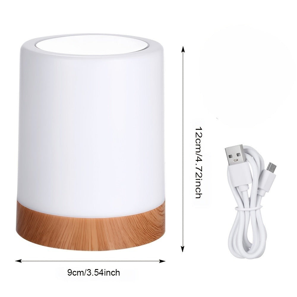 1/2pcs Lámpara Nocturna LED RGB con Acabado de Madera, Lámpara de Noche con Sensor Táctil, 13 Colores, Cambio de Color, Regulable, Sin Control Remoto, Función de Temporizador, para Dormitorio, Sala de Estar, Lámpara Nocturna Portátil, con Múltiples Modos